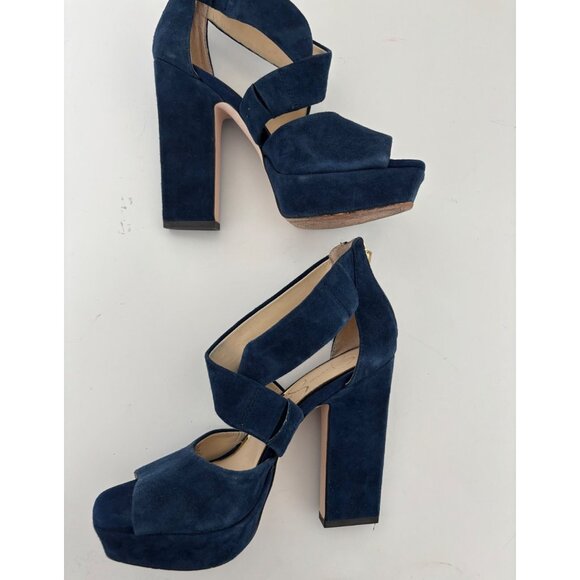 Jessica Simpson Heels 51/2 Suede Platform Chunky Block Y2K Night Out Studio 54 - Picture 5 of 15